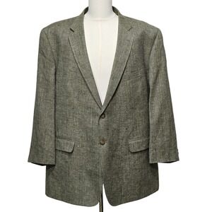 Orvis‎ Blazer Mens Large Gray Textured Linen Blend Sport Coat Two Button Classic